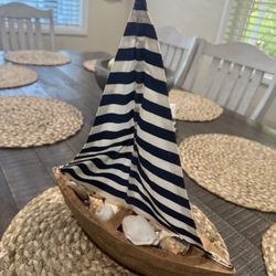 Wood Sail Boat Decoration