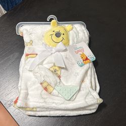 Winnie The Pooh Baby Blanket With A Security Blanket 