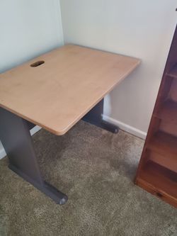 Small Wood Top Desk with Metal Legs