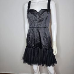 NWOT Fame/Partners Elegant Black Strapless Dress with Tulle Skirt Size 6