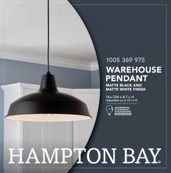 Hampton Bay Warehouse Pendant Light Matte Black
