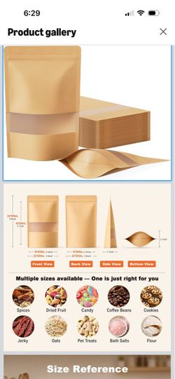 Kraft Stand-Up Zipper Bags with Clear Window