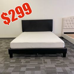 Queen bed and gel memory foam mattress