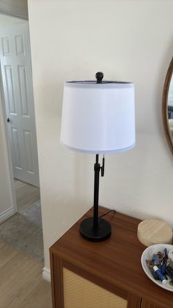 Black Table Lamp with White Drum Shade