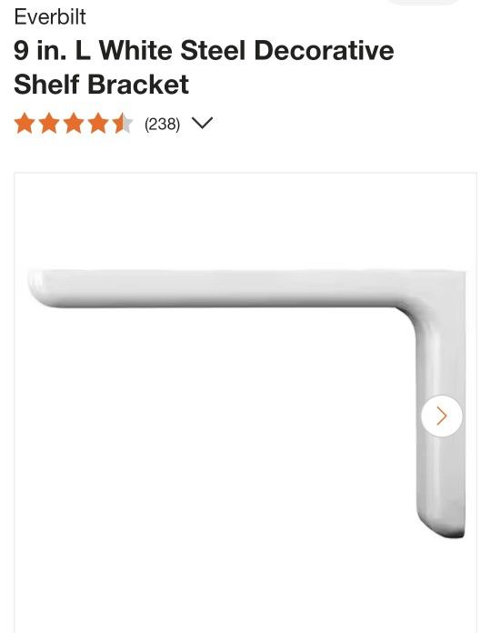 Set Of 2 Everbilt 9 in. L White Steel Decorative Shelf Bracket