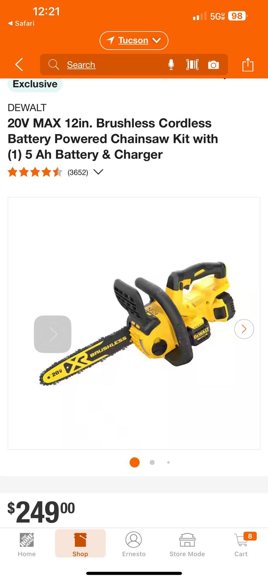 DEWALT 20V MAX 12in. Brushless Cordless Battery Powered Chainsaw