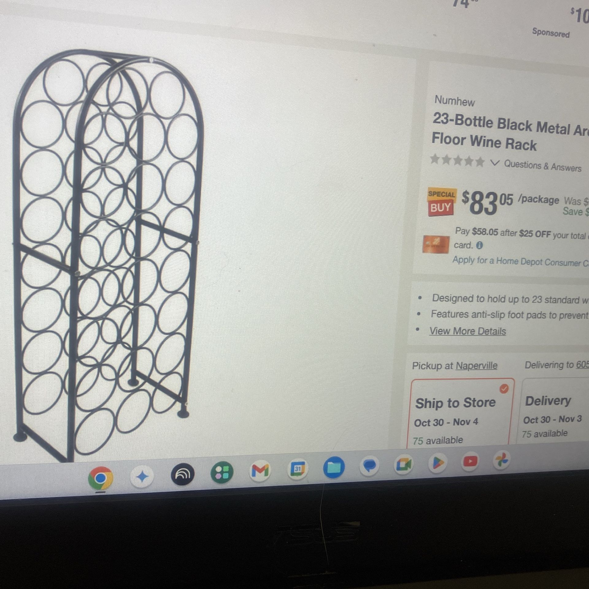 Metal Wine Freestanding Floor Wine Rack