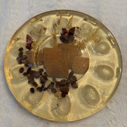 Vintage Lucite Deviled Egg Plate. Baskets, Leaves, Coffee Beans 