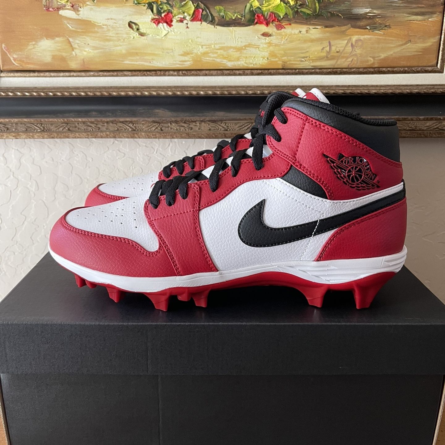Nike Air Jordan 1 Mid TD Chicago Football Cleats Size 10.5 Men's