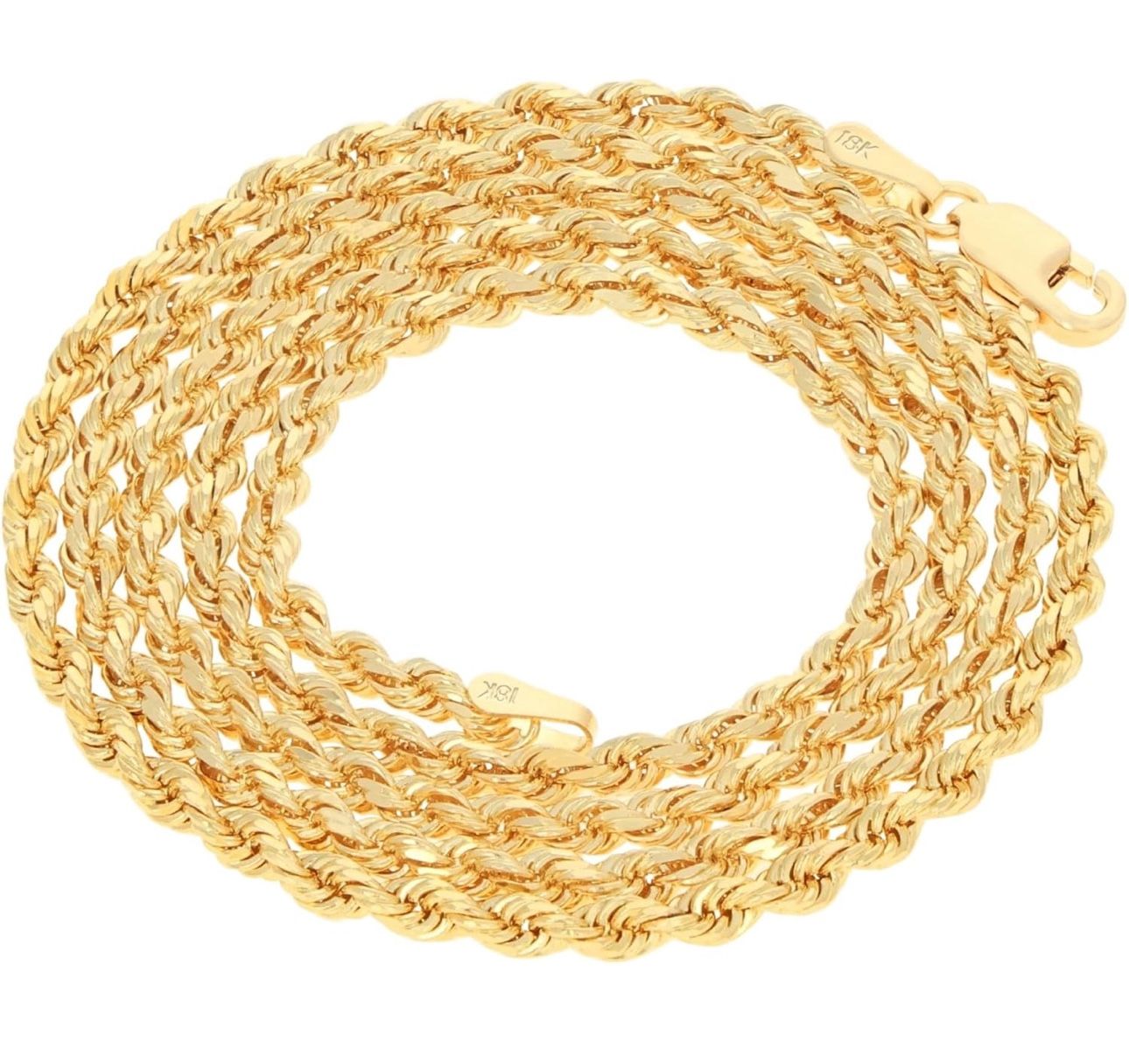 18k solid Gold chain -22" /3mm -Real Gold, not Plated - Unisex