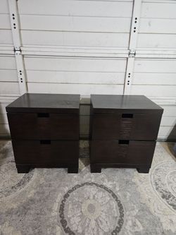 2-Nightstands, Brown Color, 1-Nightstand so scratches but touch it up Measurement: W 22" × D  17" × H 26"