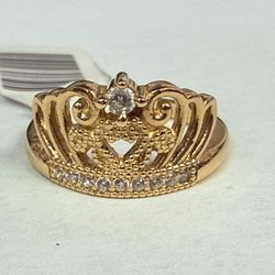 14K Gold & CZ Crown Ring