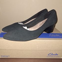 Clarks Black Suede Womens Heels Size 10