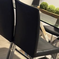 Faux Leather Upholstered Dining Chair With Metal Legs Set Of 4