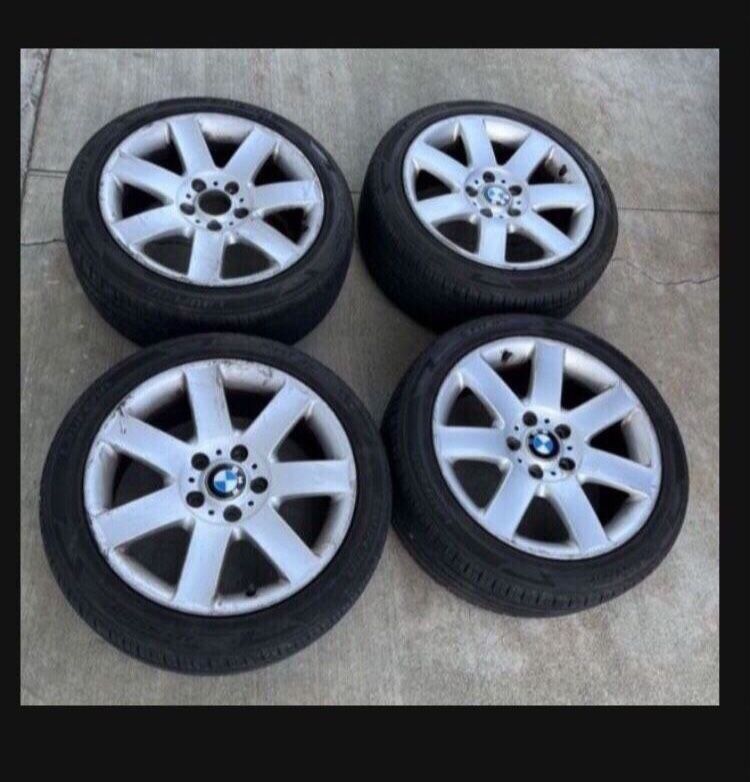 4 X 225/45zr17 5x120 5x4.72 Stock Bmw Wheels Rims  Good 80% Treads Tires  2023 DOT!!!!!!