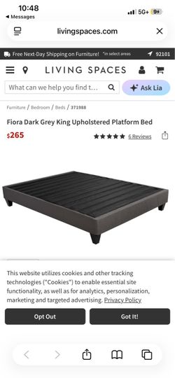 Fiora Dark Grey King Upholstered Platform Bed
