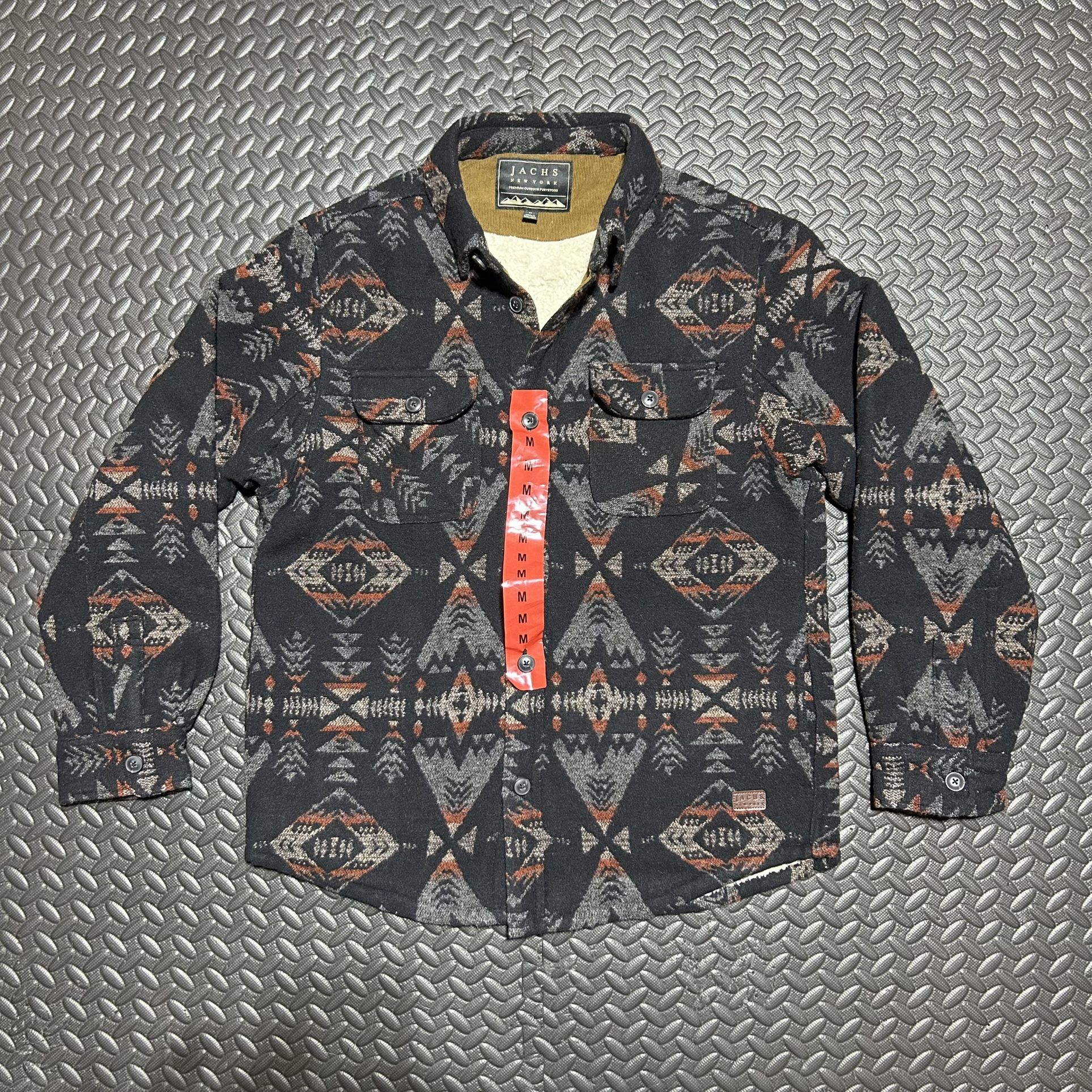 Jachs New York Sherpa Lined Jacket Wool Blend Aztec Shirt Men’s Size Medium NEW