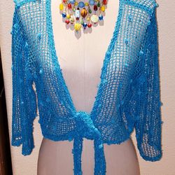 Summer Turquoise Half Jacket size Woman's Large 