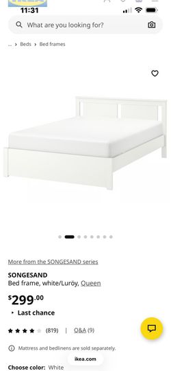 Ikea white queen bed no mattress