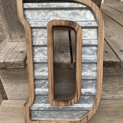 Wood And Metal Galvanized Rustic Letter “D” Decor
