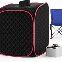 Portable Steam Sauna Box at Home, 9 Levels Heating, Sauna Tent for Home with Steamer and Folding Chair, Sauna Box for Relaxation