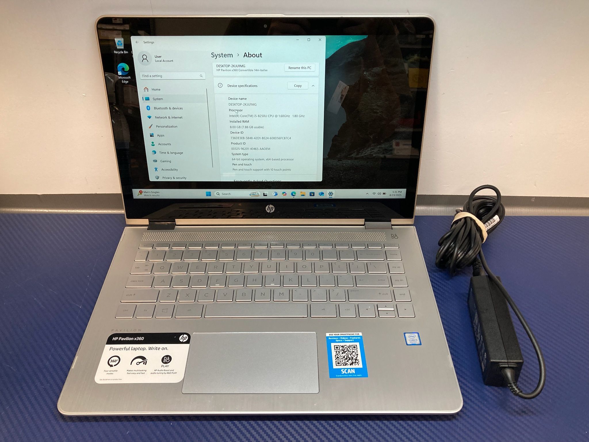 HP Pavilion 14M-BA114DX x360 TouchScreen  i5 - 8GB - 128GB SSD with Charger