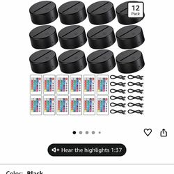 Honoson 12 Sets 3D Night LED Light Lamp Base 16 Colors LED Light Display Base with Remote Control USB Cable for Acrylic and Resin Glass for Restaurant