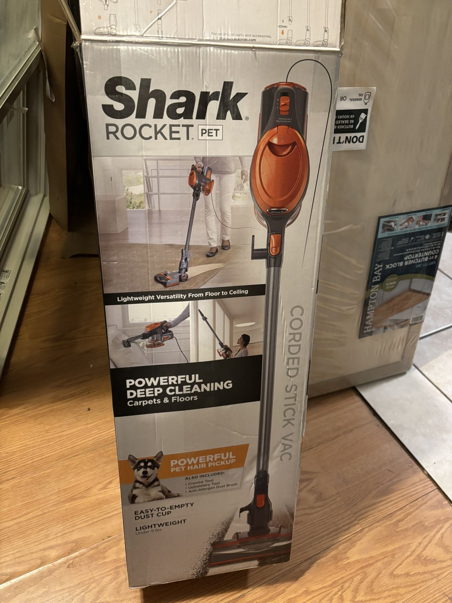 Shark Rocket Bagless Corded Washable Filter Stick Vacuum Cleaner for Hard Floors/ Rugs with Powerful Pet Hair Pickup in Orange