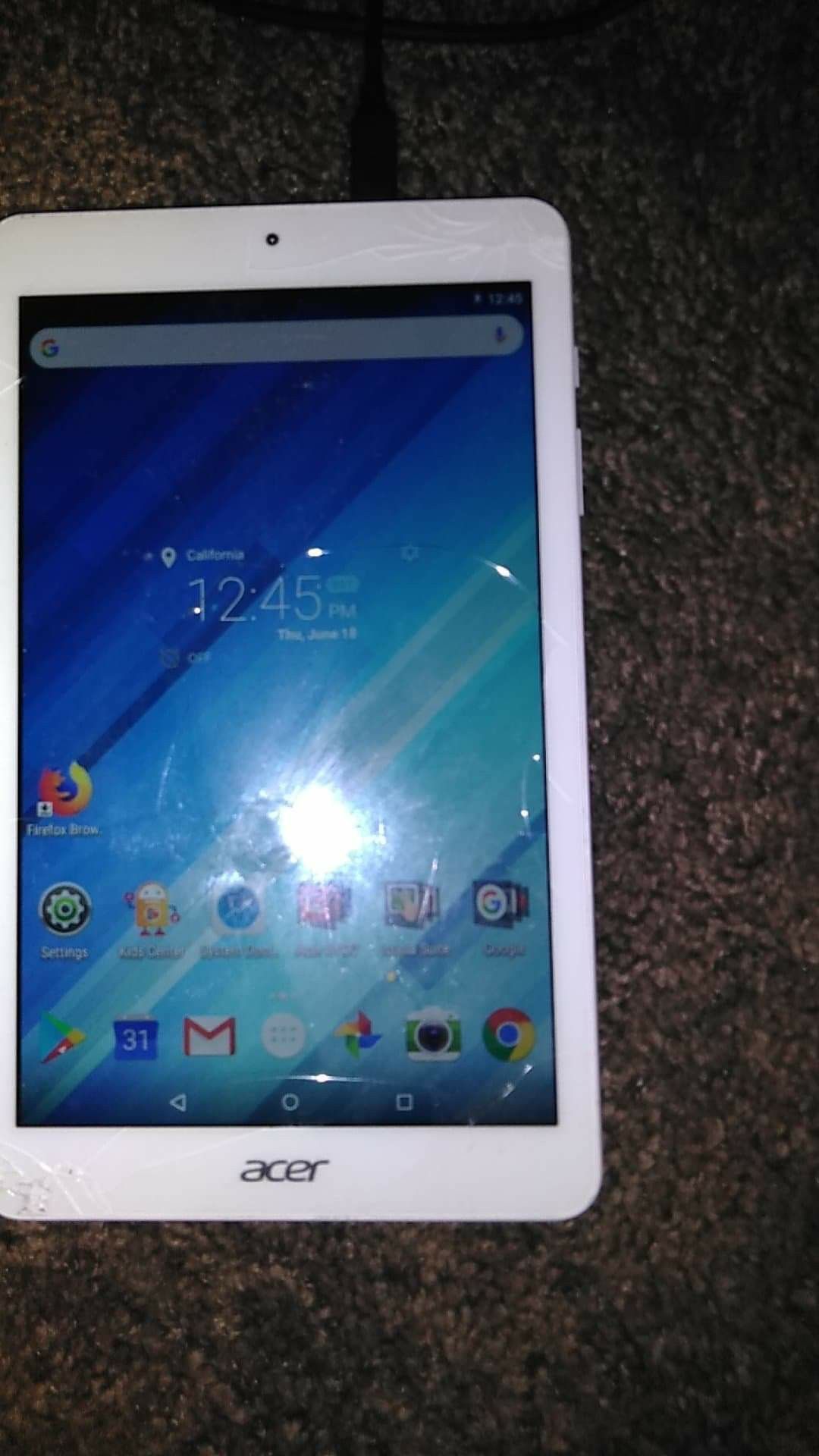White Acer tablet for 45$ works good