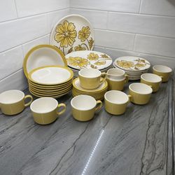 Vintage 42 pc McCoy Mount Pottery Floral Dishware 