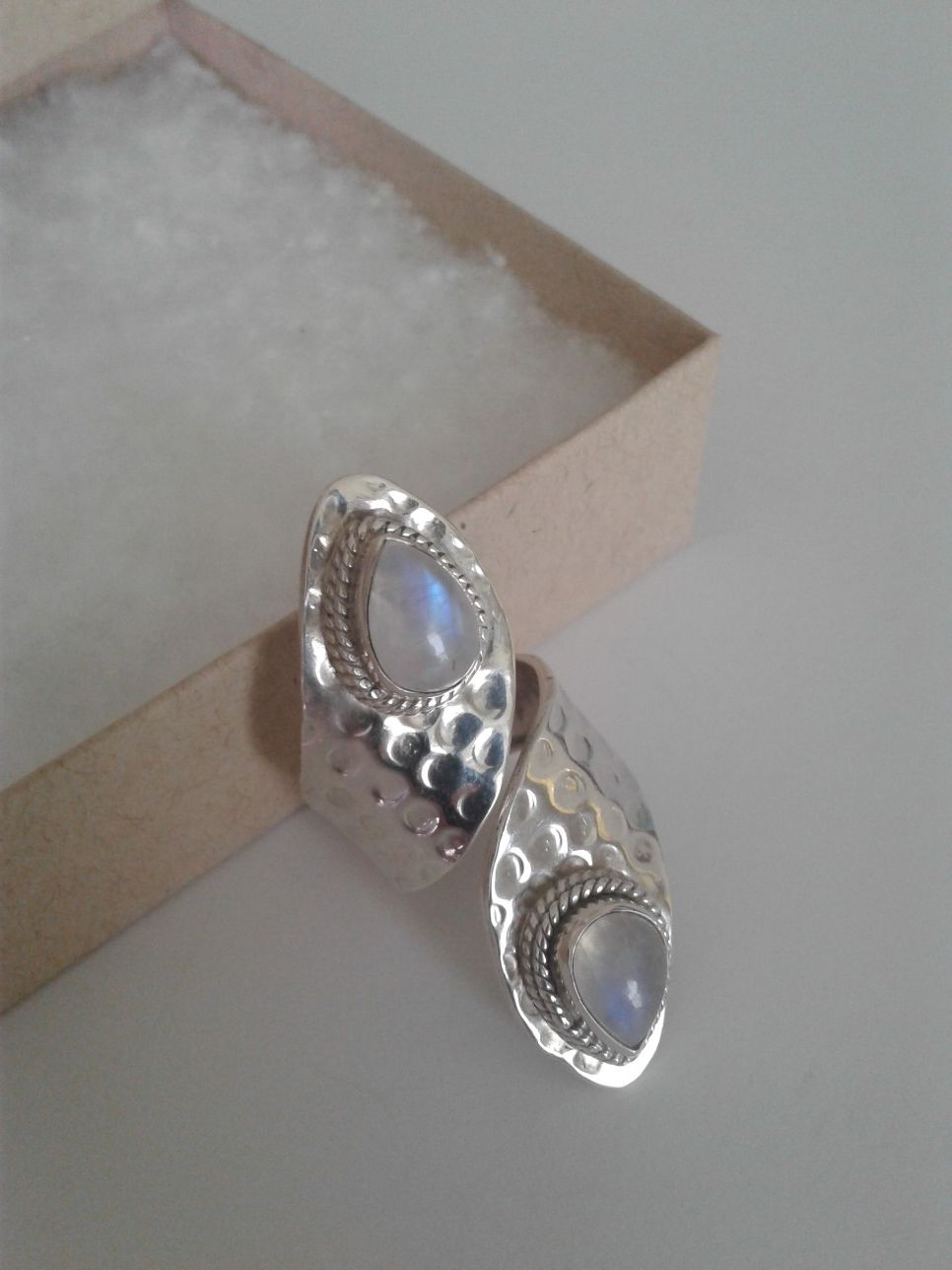 Sterling Silver Moonstone Ring, Size 7 - 8