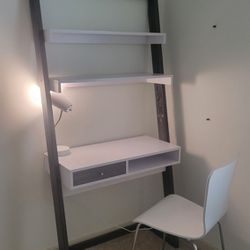 Office Desk/Wall Stand With Desk Chair And Lamp