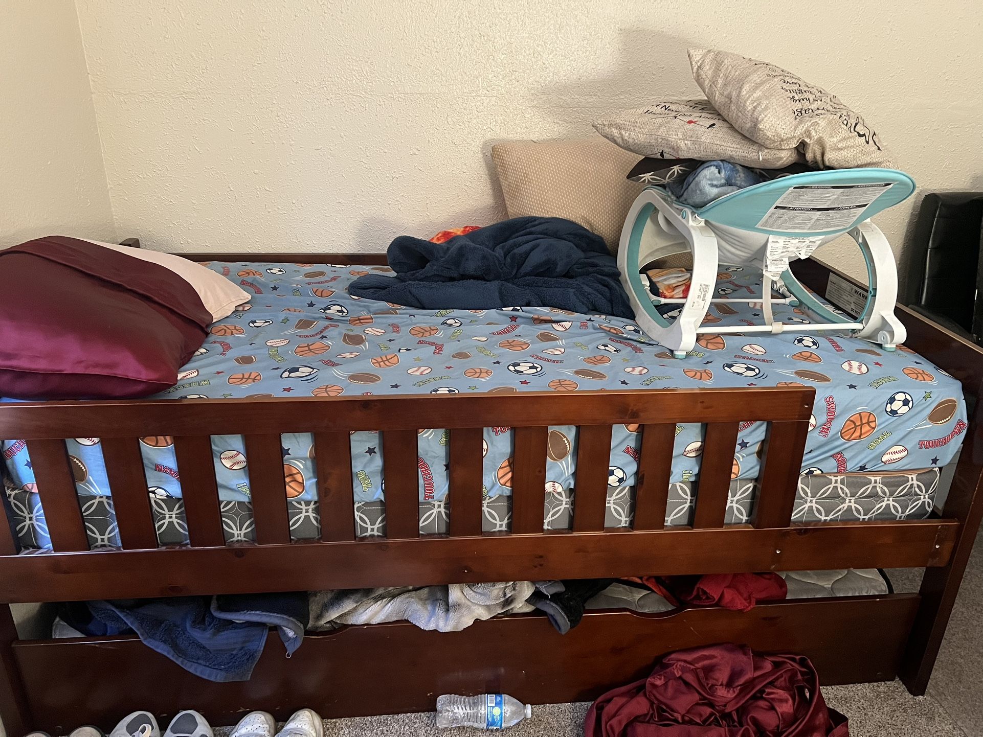Twin Bed Frame With Twin Bed Pull Out 