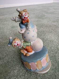Acrobat Circus clowns music box by artmark plays ”it’s a small world after all”