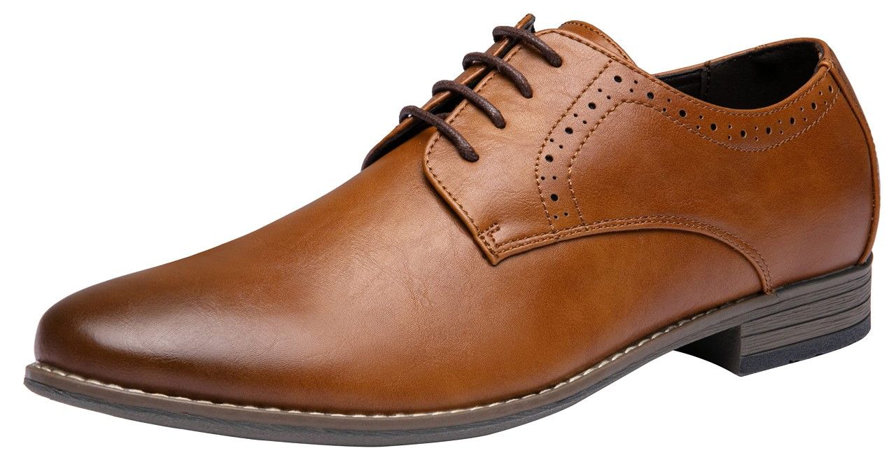 Jousen Men's Oxford Business Dress Shoes Formal Yellow Brown Oxford Wingtip Lace Up Dress Shoes