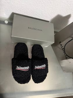 Balenciaga Furry Slide Slippers Black