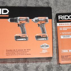 RIDGID
18V Cordless 2-Tool Combo Kit with Drill/Driver, Impact Driver, (2) 2.0 Ah Batteries, and Charger