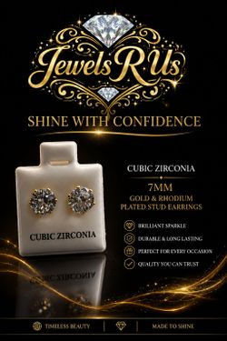 Cubic zirconia stud earrings 7mm
