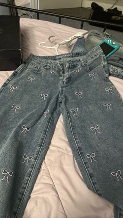 purple bow jeans