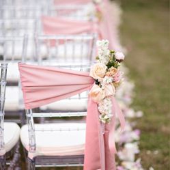 25 -6"x108" Pink Satin Chair Sashes for BABY SHOWER OR WEDDINGS 