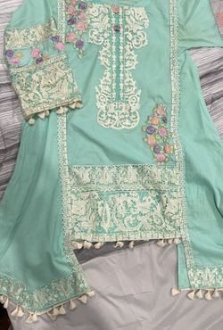 Pakistani Indian cotton embroidered dress 2pc M-L preowned in good condition
