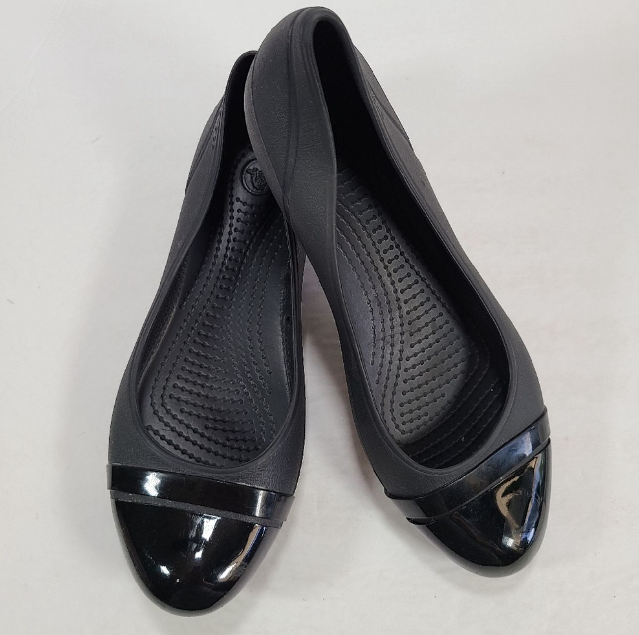 Crocs Black Cap Toe Ballerina Slip On Flats Women Size 7