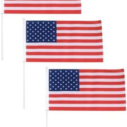 New PATRIOTIC AMERICAN mini  FLAG ~ Red White Blue Stars JULY 4TH MEMORIAL. Set of 3