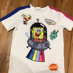 SpongeBob SquarePants Stephen Hillenburg Rainbow Embroidered Shirt Size Small 