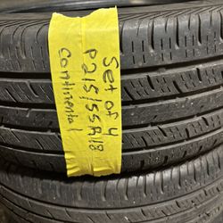 Set of 4 tires p215/55r18 continental $165