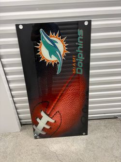 Miami Dolphins NFL Glass Wall Sign