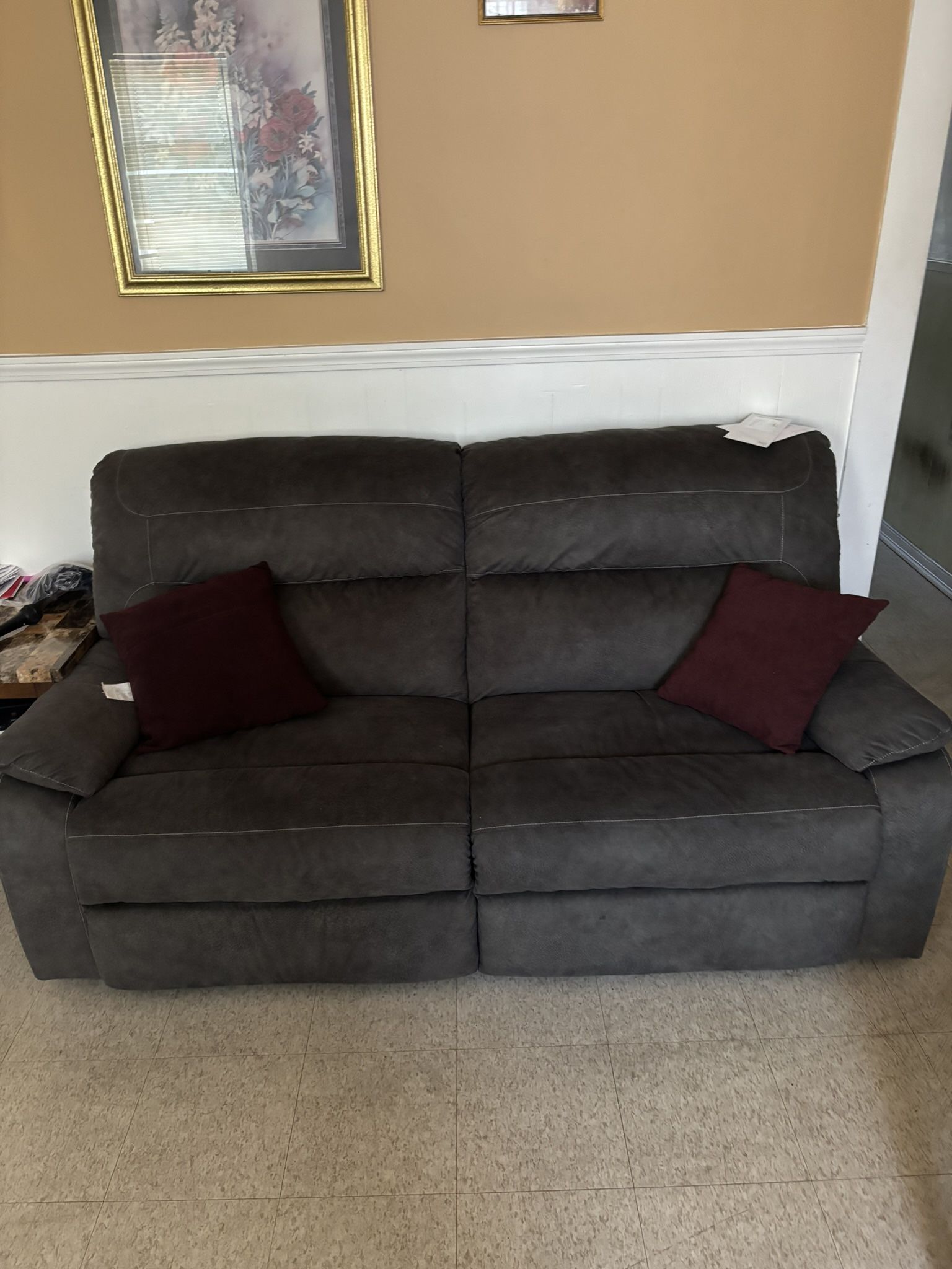 Smoke Grey Loveseat. 
