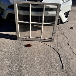 Vintage antique farm window sash frame 6 pane 32x28 rustic very old rustic cottage wedding country