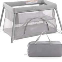 Travel Crib, Portable Crib for Baby Lightweight Travel Bassinet with Comfortable Mattress and Carry Bag for Babies to Toddlers, Folding Portable Baby 