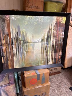 Abstract City Bridge Framed Wall Art
